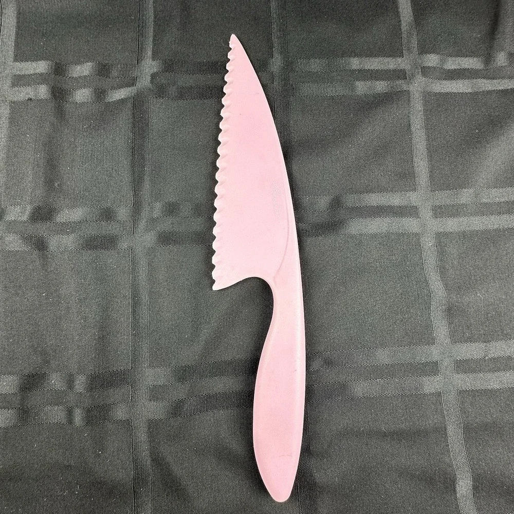 PAMPERED CHEF PINK NYLON KNIFE # 4462 Serrated NoBrown Lettuce Cookware Safe 12